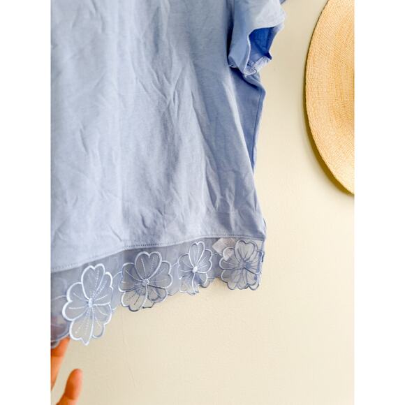 Crewcuts Factory | NWT Girls' Organza Lace-Trim Tee Dusty Peri Blue Size XXL 16 - Picture 4 of 8